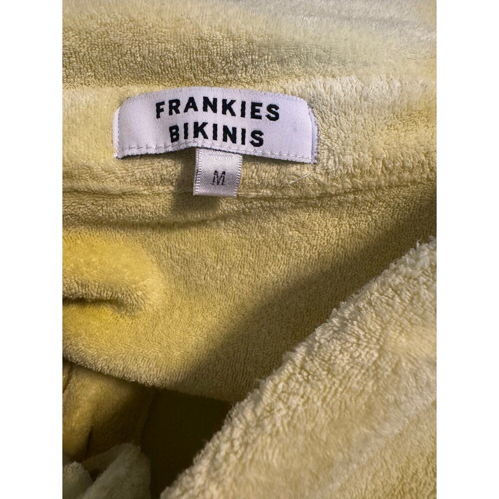 Frankies Bikinis Terry Cloth Button Front Camp Shirt Yellow Resort Beach Size M — image 4 of 6